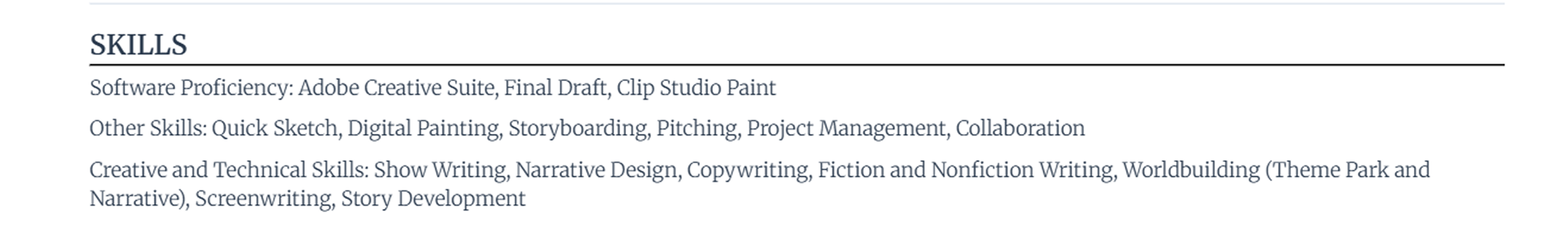 Skills Section Layout